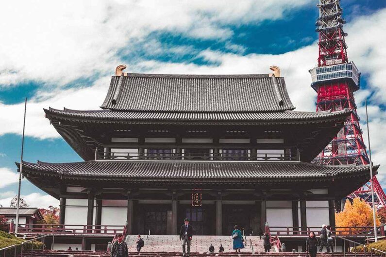 El templo zojoji y los contrastes en tokio - zojoji temple Templo zojoji en tokio