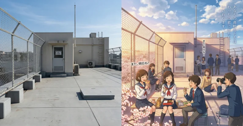 Realidad vs ficción: así es realmente el sistema educativo en japón - azotea escuela japon realidad vs anime Comparativa entre el mito del anime de comer en la azotea y la realidad del acceso restringido en una escuela en japón.