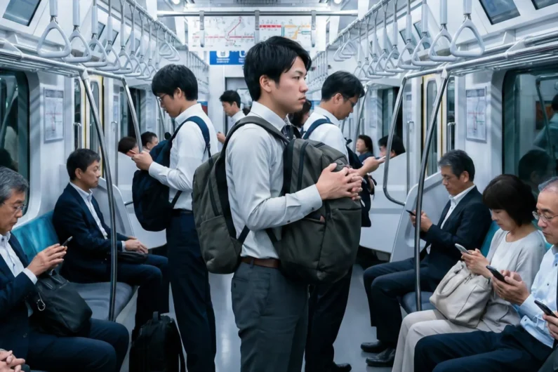 7 cosas de mala educación en japón que los turistas hacen sin saberlo - etiqueta tren japon mochila delante silencio 2026 El respeto al espacio ajeno se traduce en llevar la mochila delante y mantener el teléfono en 'modo cortesía', garantizando un viaje silencioso para todos.