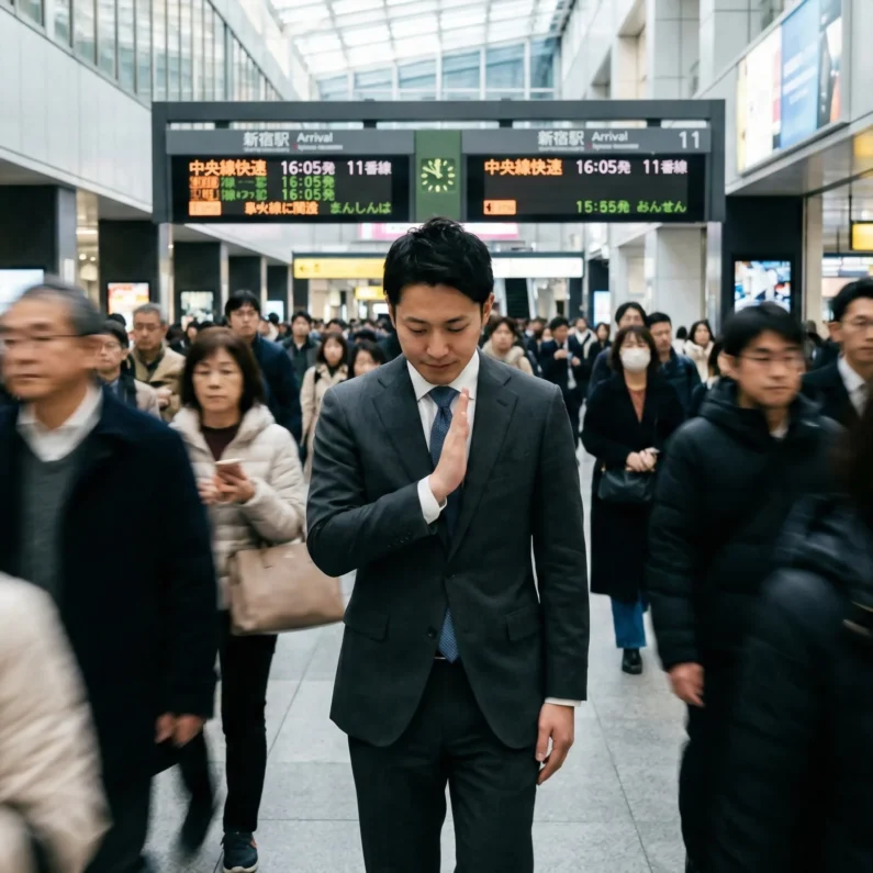 Lenguaje no verbal en japón: evita malentendidos - gesto japones abrir paso shinjuku sumimasen El gesto de la 'aleta de tiburón' es la forma educada y efectiva de pedir paso entre las multitudes de japón sin necesidad de mediar palabra