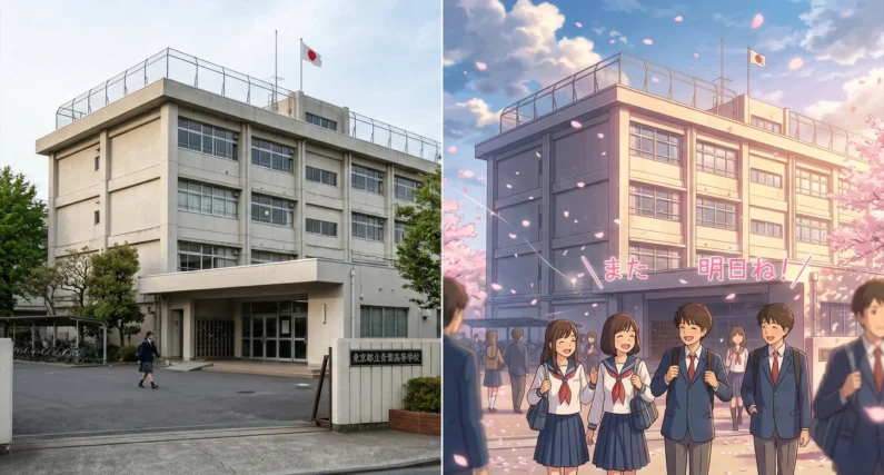 Realidad vs ficción: así es realmente el sistema educativo en japón - instituto japones realidad vs ficcion mitos Análisis visual de un instituto japonés real frente a la estética idealizada de la ficción y el manga.