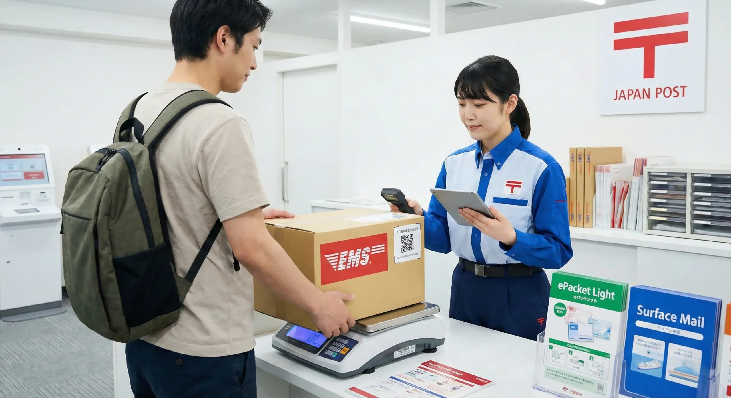 Enviar paquetes desde japón: comparativa de precios y aduanas 2026 - japan post envios internacionales ems epacket light 2026 scaled Gestionando un envío ems en una oficina de japan post en 2026, la opción más fiable para mandar tus compras desde japón a españa o méxico.