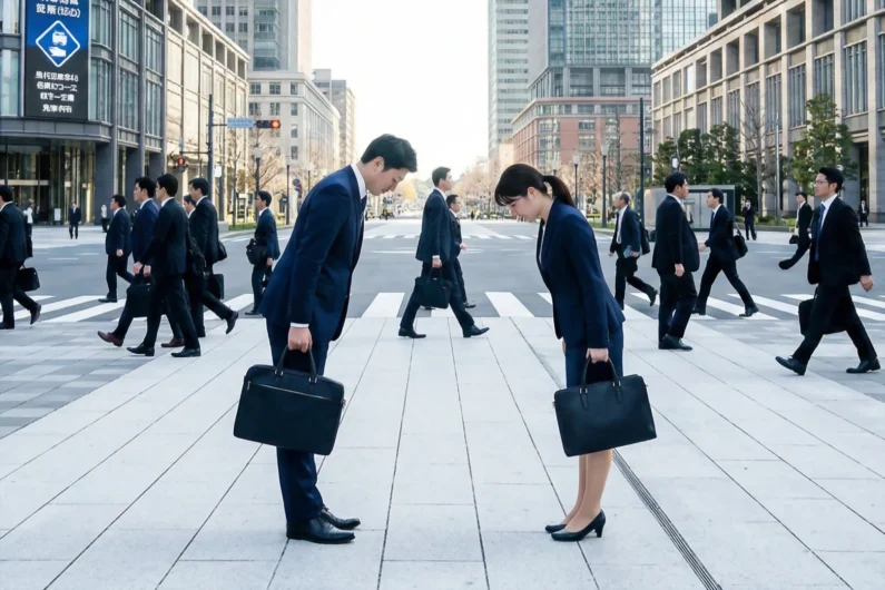 Ni -san ni -kun: cómo dirigirte a un japonés correctamente - negocios tokio marunouchi saludo ojigi jerarquia En el corazón financiero de marunouchi, el respeto y la jerarquía se hacen visibles en cada inclinación durante la hora punta de tokio