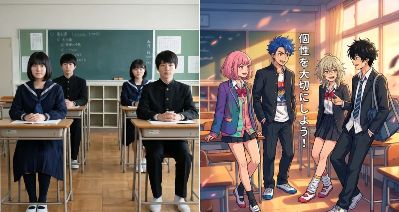 Realidad vs ficción: así es realmente el sistema educativo en japón - normas apariencia buraku kousoku japon Detalle de las normas de apariencia o buraku kousoku que exigen uniformidad estricta y cabello negro en el sistema educativo japonés.