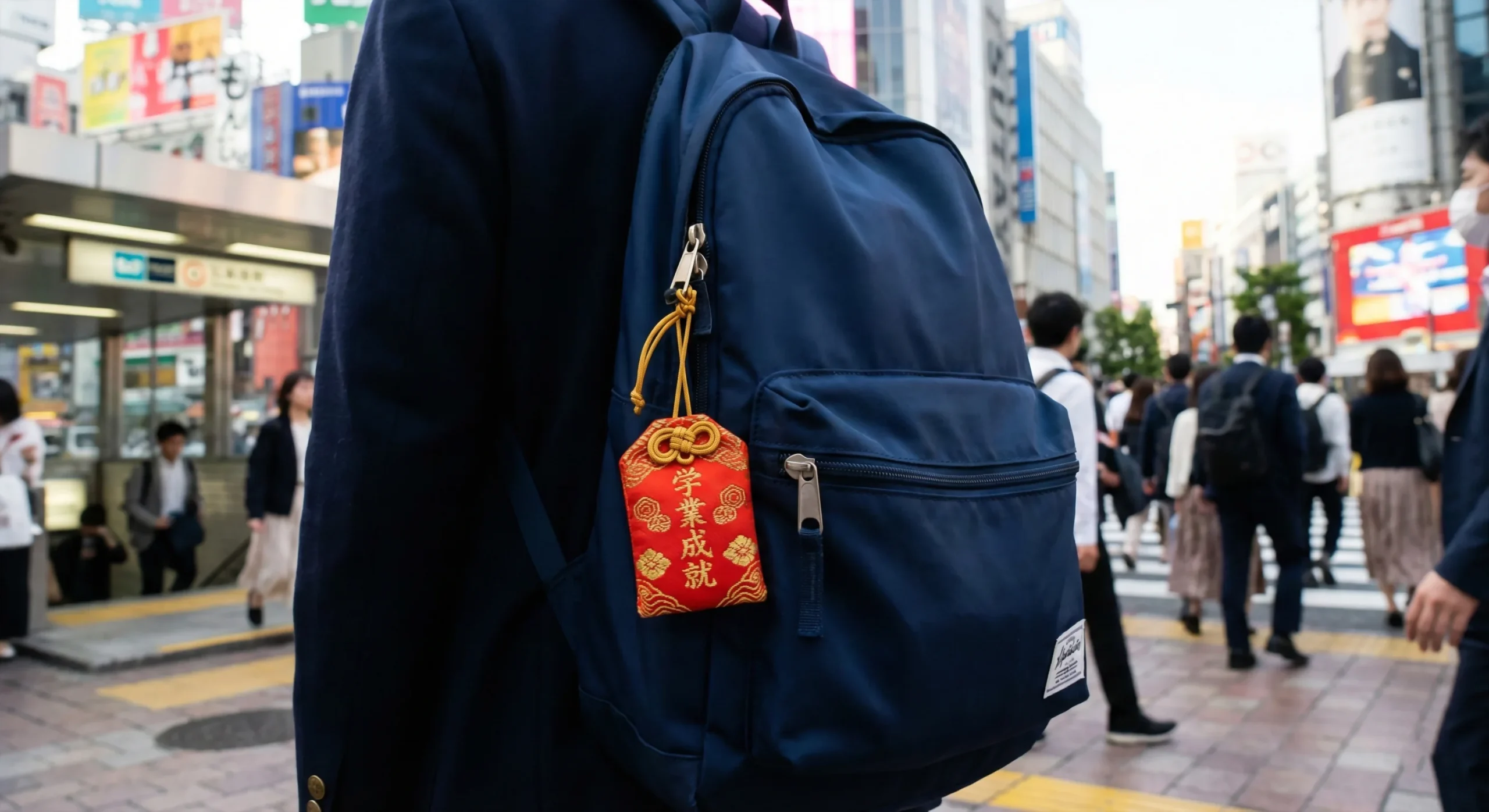 Cómo elegir y usar un omamori, los secretos del amuleto japonés - omamori estudiante japon bolso proteccion diaria scaled Es común ver a los japoneses portando un omamori en sus bolsos o maletines como amuleto de protección diaria