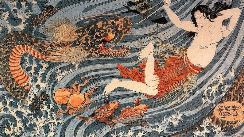 El dragón japonés significado simbolismo y leyendas - ryujin dios mar palacio submarino japon El imponente dios ryūjin, soberano absoluto de los mares en el dragón japonés mitología.