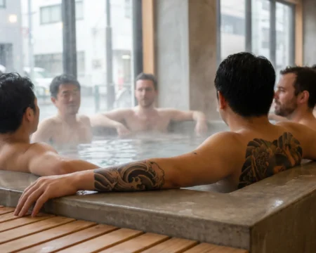 Cómo visitar un onsen en japón si tienes tatuajes: guía definitiva "tattoo friendly" - sento tattoo friendly tokio 2026 bano publico inclusivo Bañistas con tatuajes disfrutan de un sento 'tattoo friendly' en tokio, una tendencia en auge en 2026 que promueve la inclusión en los baños públicos