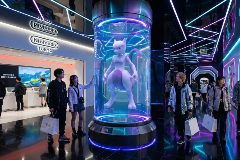 Los 5 mejores barrios otaku de tokio (más allá de akihabara) - shibuya parco nintendo tokyo pokemon center mewtwo 2026 El espectacular mewtwo animatrónico en el pokémon center de shibuya parco, un epicentro de cultura pop y tecnología en el tokio de 2026