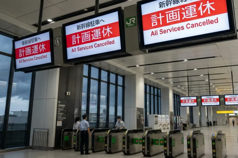 Guía del clima en japón: alertas, tifones y qué hacer en días de lluvia - suspension transporte japon keikaku unyu tifon El protocolo keikaku unyu en la estación de tokio asegura la seguridad de los pasajeros mediante suspensiones planificadas ante la llegada de un tifón en 2026