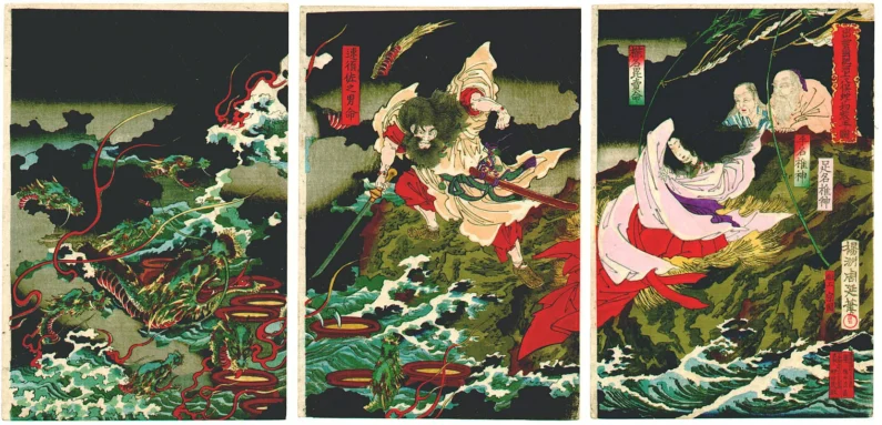 El dragón japonés significado simbolismo y leyendas - yamata no orochi ocho cabezas mitologia japonesa La legendaria bestia de ocho cabezas yamata no orochi en el dragón japonés mitología.