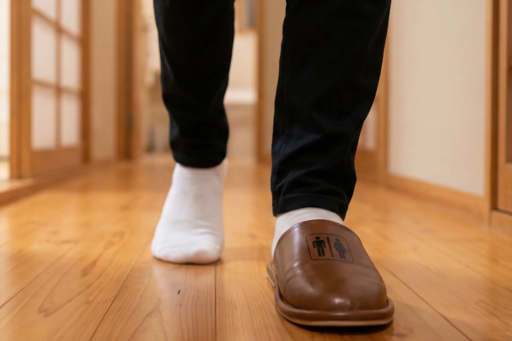7 cosas de mala educación en japón que los turistas hacen sin saberlo - zapatillas bano japon error etiqueta genkan Un error común de etiqueta en japón: olvidar cambiarse las zapatillas del baño al salir, esparciendo simbólicamente la impureza por el hogar.