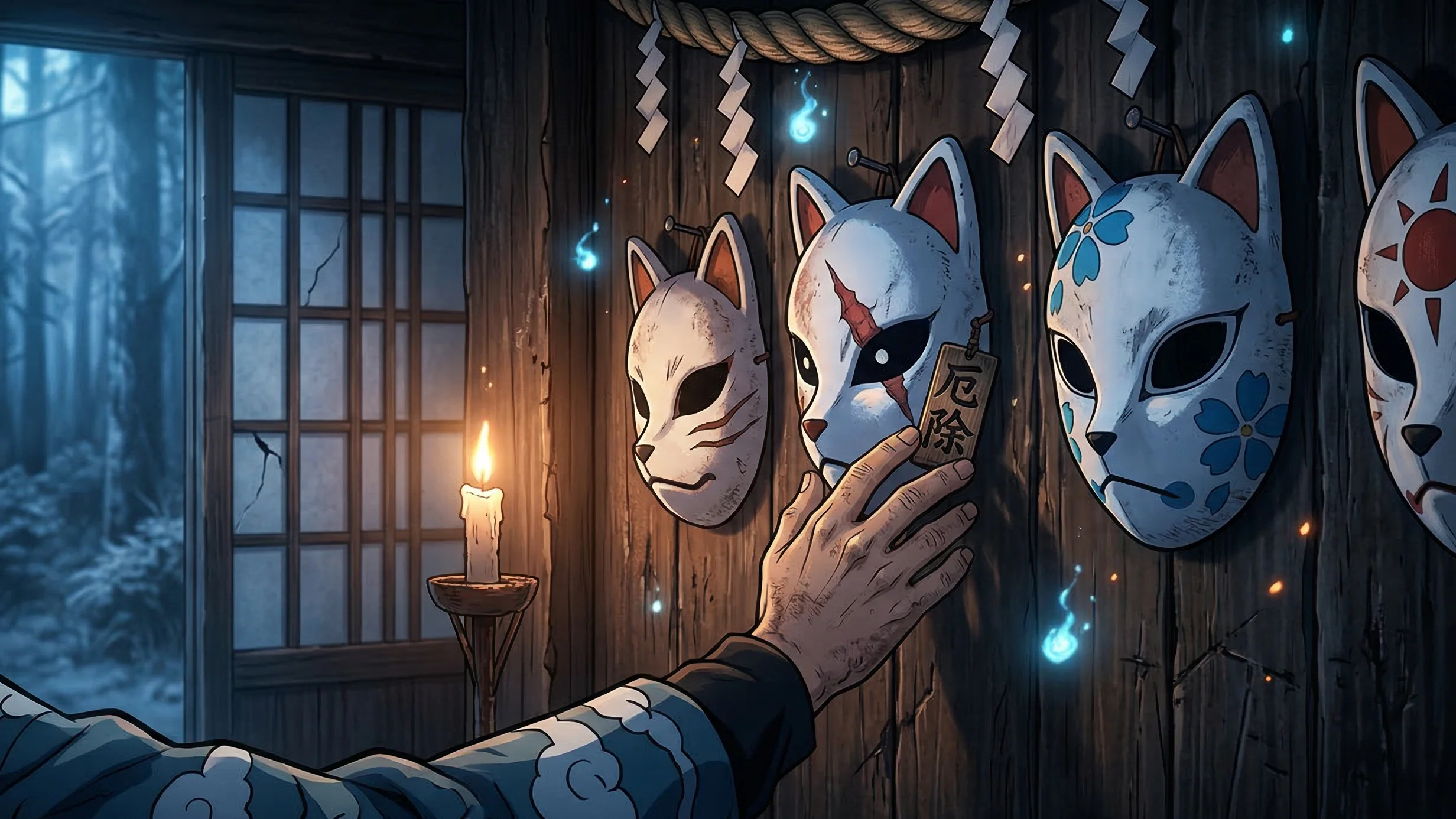 10 secretos de demon slayer (kimetsu no yaiba) que te volarán la cabeza - mascaras zorro kitsune men proteccion divina El simbolismo de las máscaras de zorro (kitsune-men) de urokodaki: una mezcla de amuleto "yakuyoke" y herencia mística capturada en el japón rural