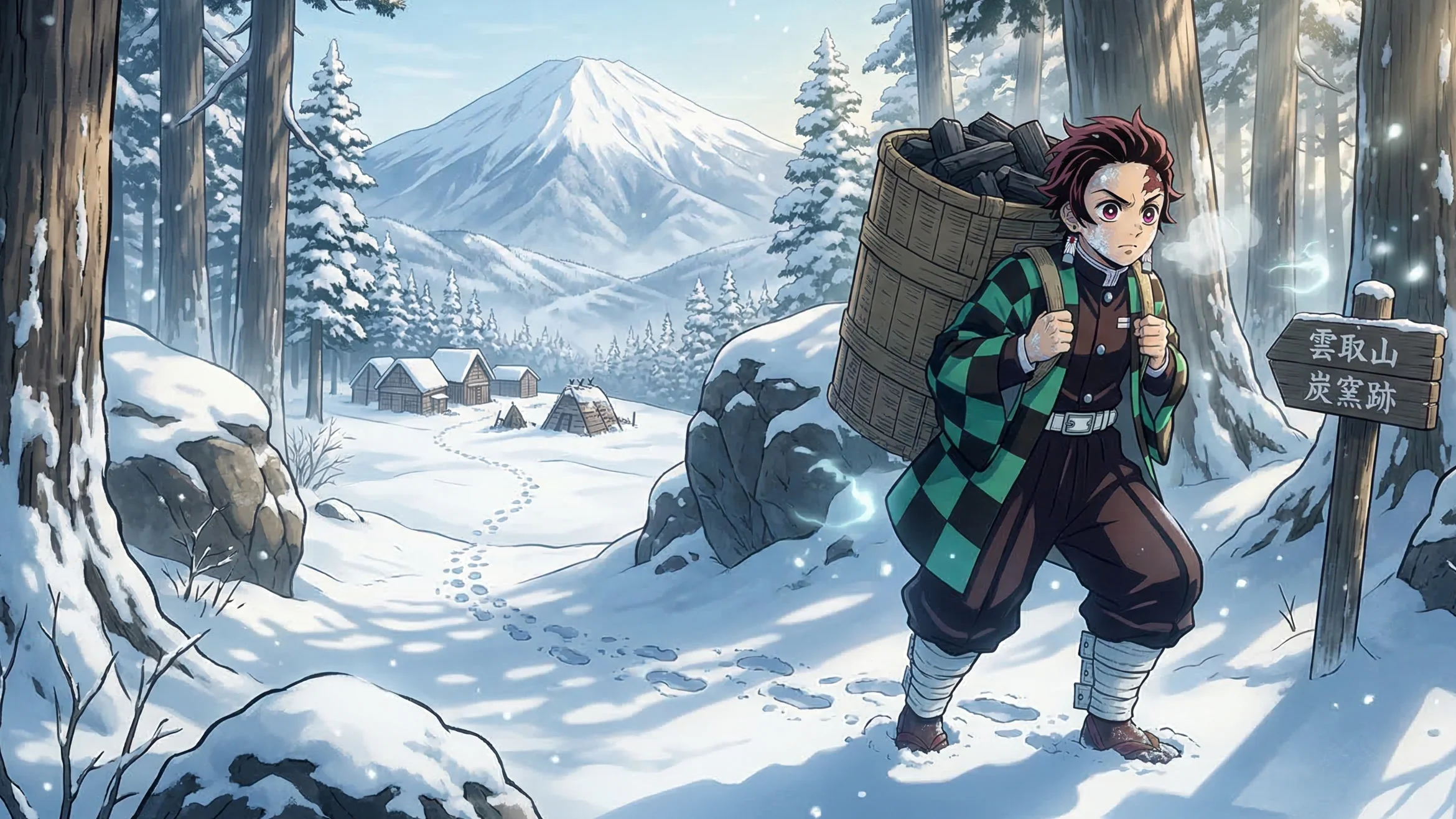 10 secretos de demon slayer (kimetsu no yaiba) que te volarán la cabeza - peregrinaje monte kumotori demon slayer invierno tokio Tanjiro bajando el monte kumotori con carbón a cuestas en pleno invierno, unificando la fuerza de voluntad mística con la dureza de la vida rural japonesa