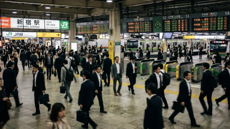 Guía maestra de planificación y consejos de viaje a japón - estacion shinjuku tokio japon movimiento viajeros Vista de la concurrida estacion de shinjuku en tokio japon con viajeros moviendose de forma ordenada y carteles informativos de trenes al fondo. Guía maestra de planificación y consejos de viaje a japón