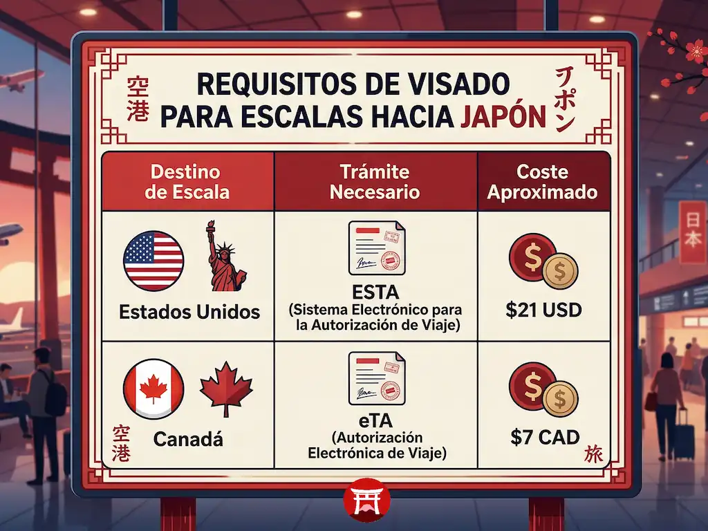 Visit japan web qr 2026: ¿cuántos necesitas para entrar? - tramites escala usa canada japon visit japan web Infografía comparativa de trámites de escala para japón: requisitos del esta para estados unidos ($21 usd) y eta para canadá ($7 cad) - visit japan web qr